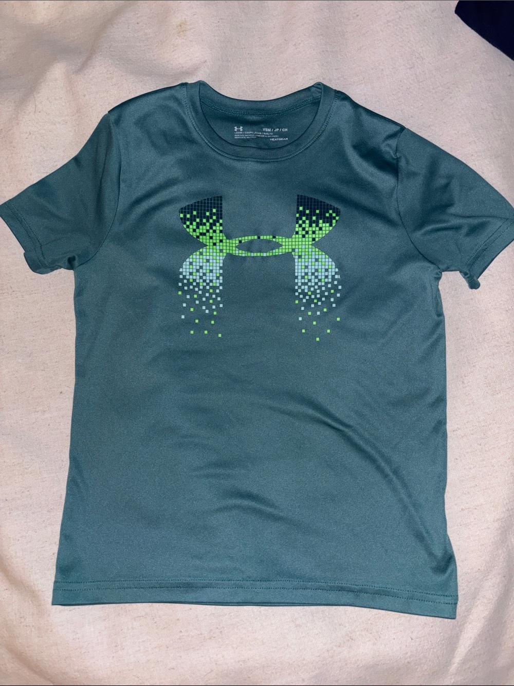 Under Armour Teal Short-Sleeve Performance Tee with Pixelated Green Logo